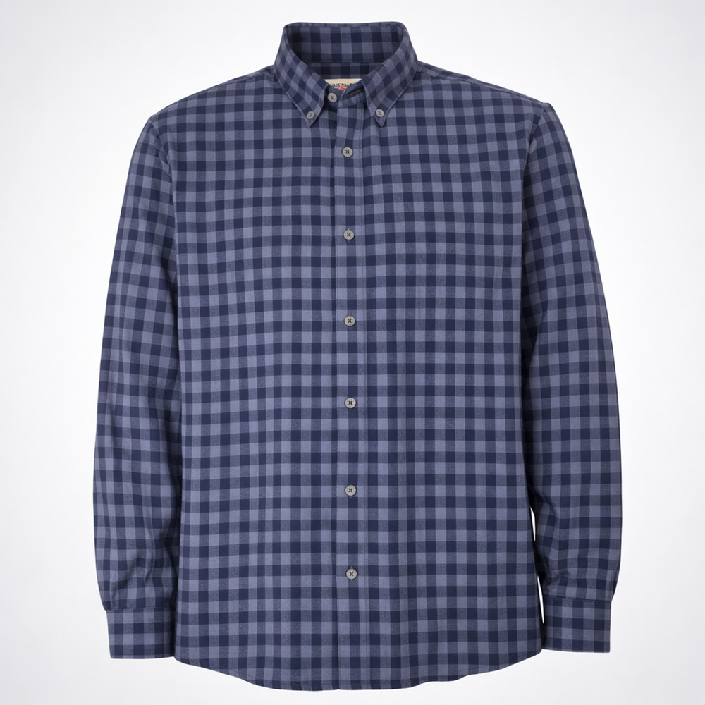 Mizzen+Main Flannel Gingham Check Shirt Mens XL Blue Trim Fit Button Down LS